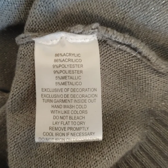 SAG HARBOR METALLIC TWINSET CARDIGAN, GREY MP - Picture 6 of 6